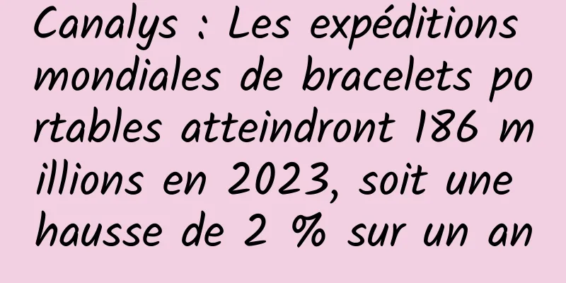 Canalys : Les expéditions mondiales de bracelets portables atteindront 186 millions en 2023, soit une hausse de 2 % sur un an