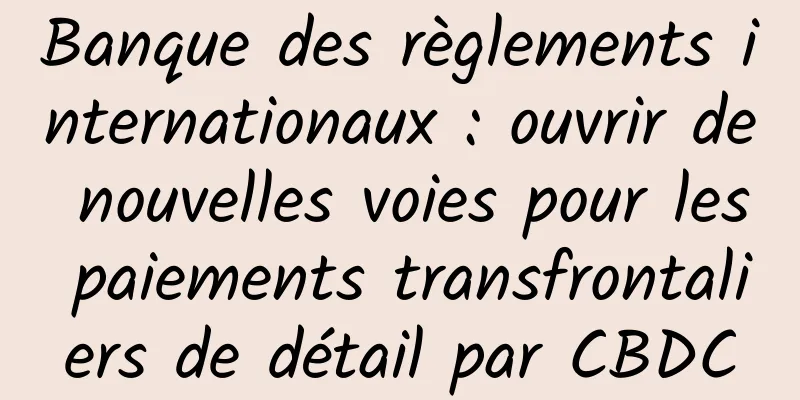 Banque des règlements internationaux : ouvrir de nouvelles voies pour les paiements transfrontaliers de détail par CBDC