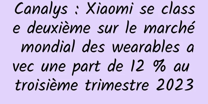 Canalys : Xiaomi se classe deuxième sur le marché mondial des wearables avec une part de 12 % au troisième trimestre 2023