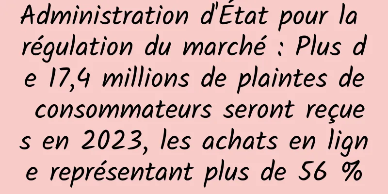 Administration d'État pour la régulation du marché : Plus de 17,4 millions de plaintes de consommateurs seront reçues en 2023, les achats en ligne représentant plus de 56 %