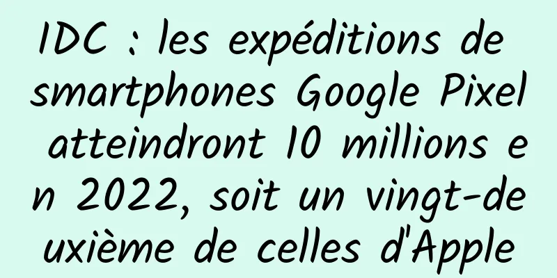 IDC : les expéditions de smartphones Google Pixel atteindront 10 millions en 2022, soit un vingt-deuxième de celles d'Apple
