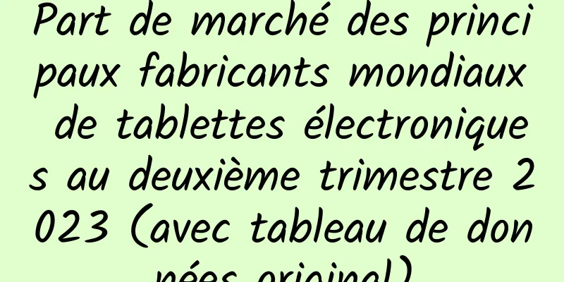 Part de marché des principaux fabricants mondiaux de tablettes électroniques au deuxième trimestre 2023 (avec tableau de données original)