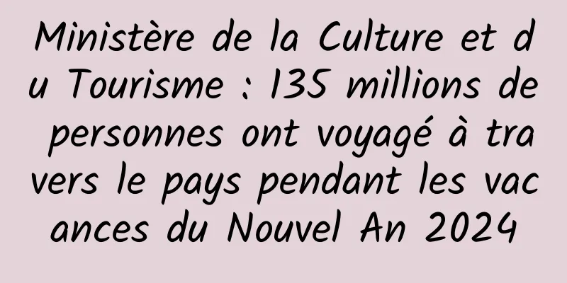 Ministère de la Culture et du Tourisme : 135 millions de personnes ont voyagé à travers le pays pendant les vacances du Nouvel An 2024