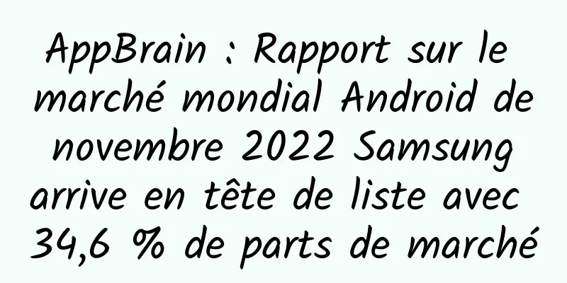 AppBrain : Rapport sur le marché mondial Android de novembre 2022 Samsung arrive en tête de liste avec 34,6 % de parts de marché