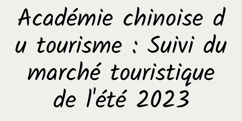 Académie chinoise du tourisme : Suivi du marché touristique de l'été 2023