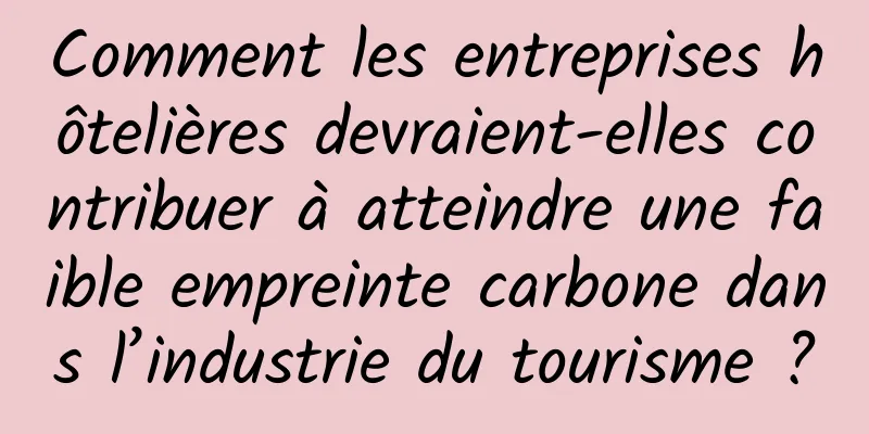 Comment les entreprises hôtelières devraient-elles contribuer à atteindre une faible empreinte carbone dans l’industrie du tourisme ?