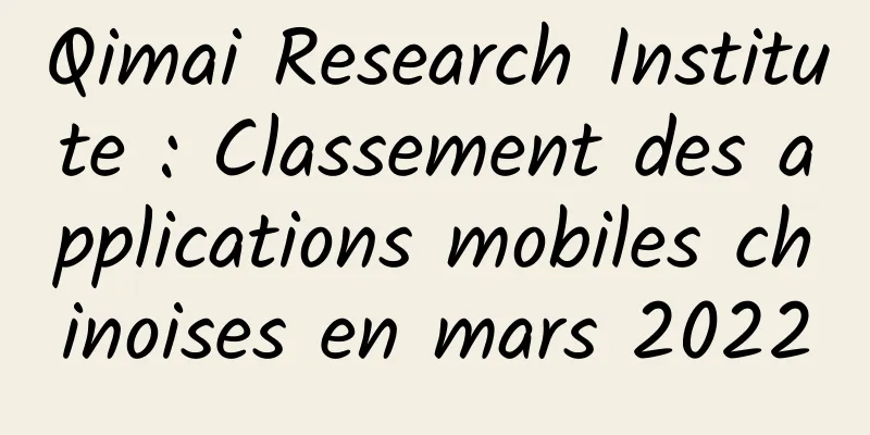 Qimai Research Institute : Classement des applications mobiles chinoises en mars 2022