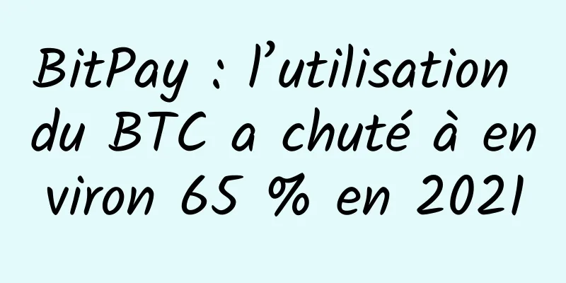 BitPay : l’utilisation du BTC a chuté à environ 65 % en 2021