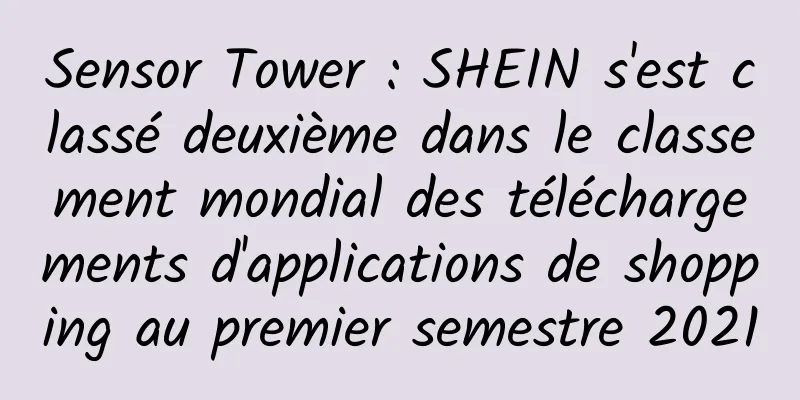 Sensor Tower : SHEIN s'est classé deuxième dans le classement mondial des téléchargements d'applications de shopping au premier semestre 2021