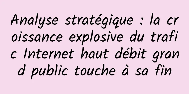 Analyse stratégique : la croissance explosive du trafic Internet haut débit grand public touche à sa fin