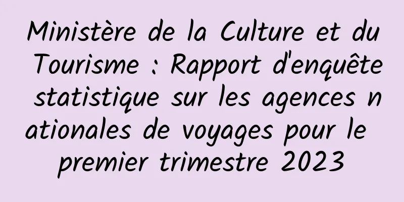 Ministère de la Culture et du Tourisme : Rapport d'enquête statistique sur les agences nationales de voyages pour le premier trimestre 2023