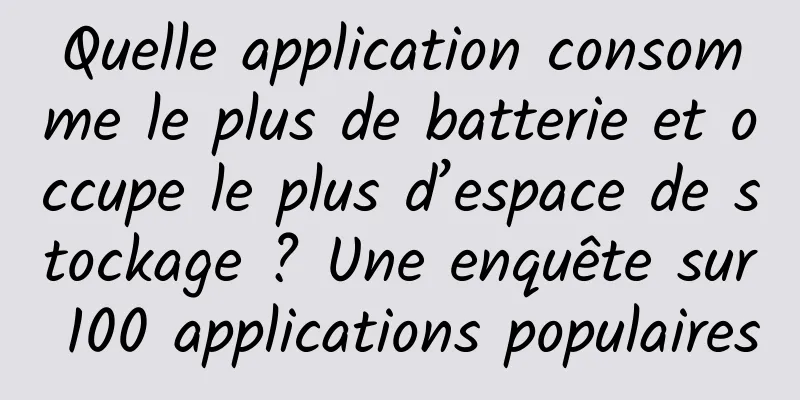 Quelle application consomme le plus de batterie et occupe le plus d’espace de stockage ? Une enquête sur 100 applications populaires