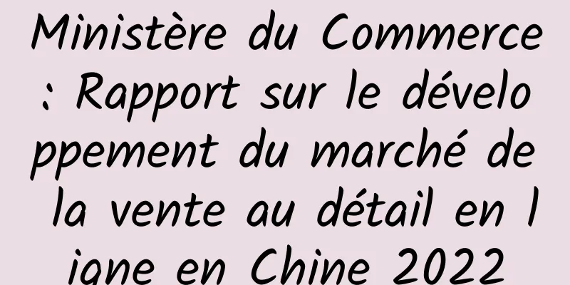 Ministère du Commerce : Rapport sur le développement du marché de la vente au détail en ligne en Chine 2022