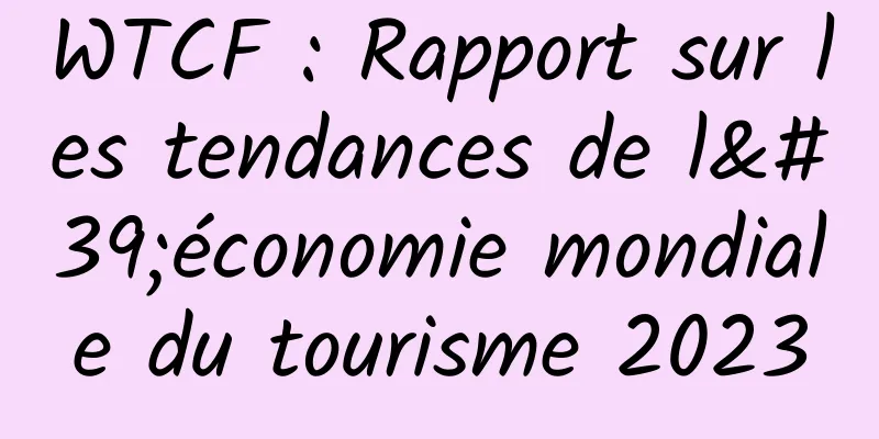WTCF : Rapport sur les tendances de l'économie mondiale du tourisme 2023