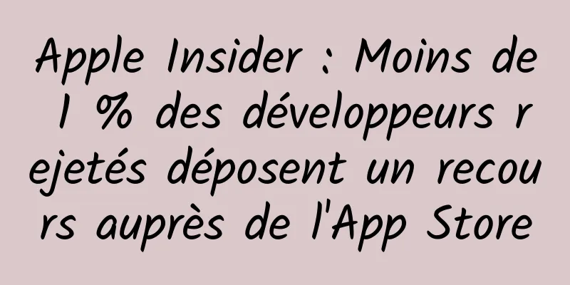 Apple Insider : Moins de 1 % des développeurs rejetés déposent un recours auprès de l'App Store