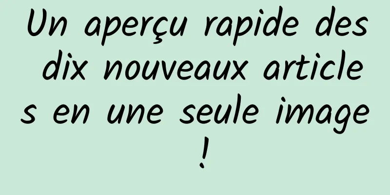 Un aperçu rapide des dix nouveaux articles en une seule image !