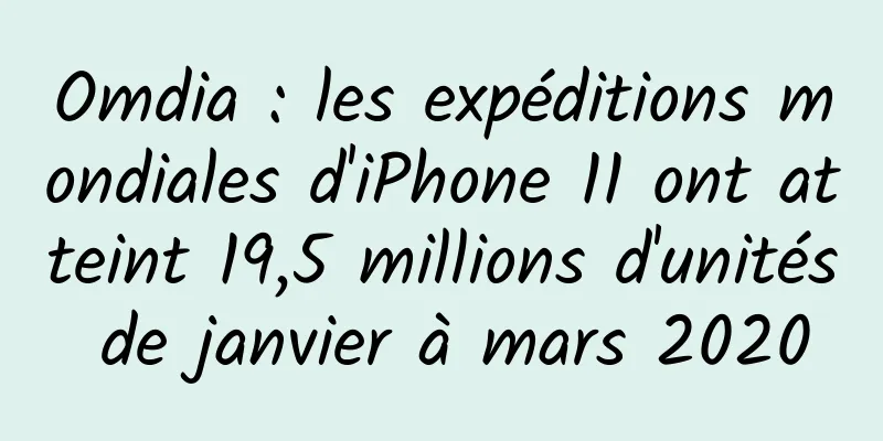 Omdia : les expéditions mondiales d'iPhone 11 ont atteint 19,5 millions d'unités de janvier à mars 2020
