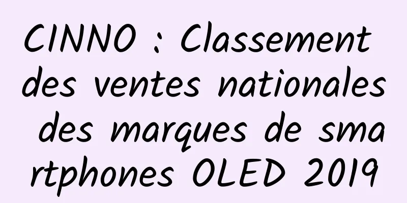 CINNO : Classement des ventes nationales des marques de smartphones OLED 2019