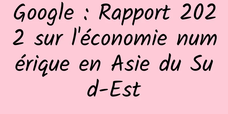 Google : Rapport 2022 sur l'économie numérique en Asie du Sud-Est