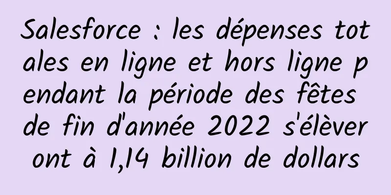 Salesforce : les dépenses totales en ligne et hors ligne pendant la période des fêtes de fin d'année 2022 s'élèveront à 1,14 billion de dollars