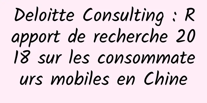 Deloitte Consulting : Rapport de recherche 2018 sur les consommateurs mobiles en Chine