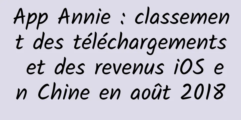 App Annie : classement des téléchargements et des revenus iOS en Chine en août 2018