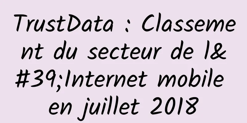 TrustData : Classement du secteur de l'Internet mobile en juillet 2018