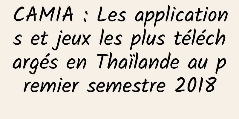 CAMIA : Les applications et jeux les plus téléchargés en Thaïlande au premier semestre 2018