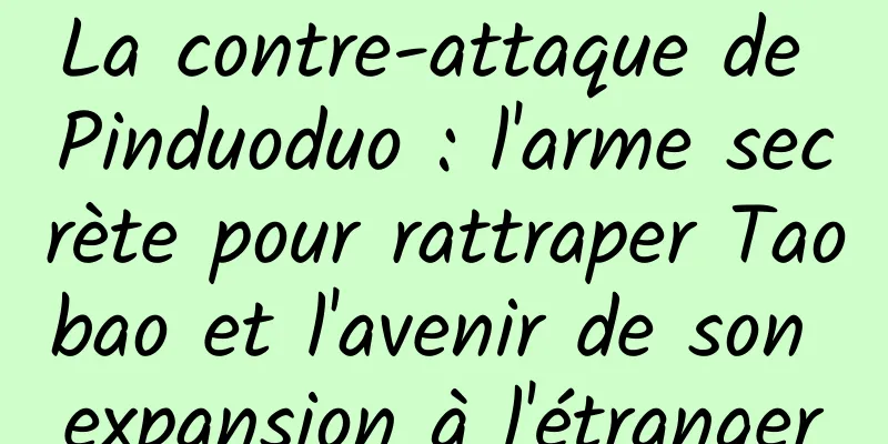 La contre-attaque de Pinduoduo : l'arme secrète pour rattraper Taobao et l'avenir de son expansion à l'étranger