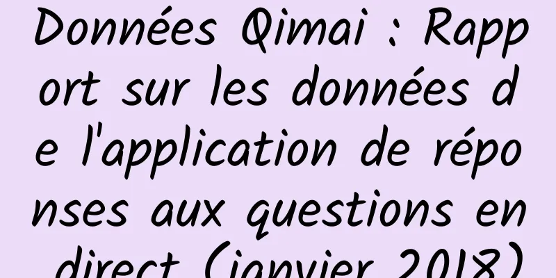 Données Qimai : Rapport sur les données de l'application de réponses aux questions en direct (janvier 2018)