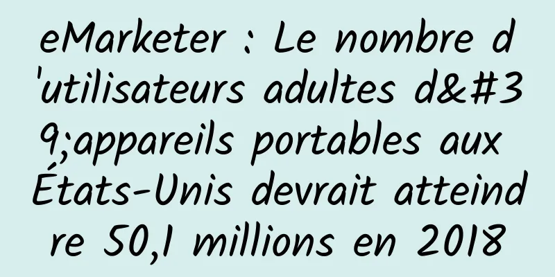 eMarketer : Le nombre d'utilisateurs adultes d'appareils portables aux États-Unis devrait atteindre 50,1 millions en 2018