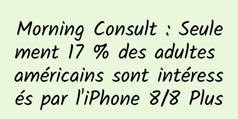 Morning Consult : Seulement 17 % des adultes américains sont intéressés par l'iPhone 8/8 Plus
