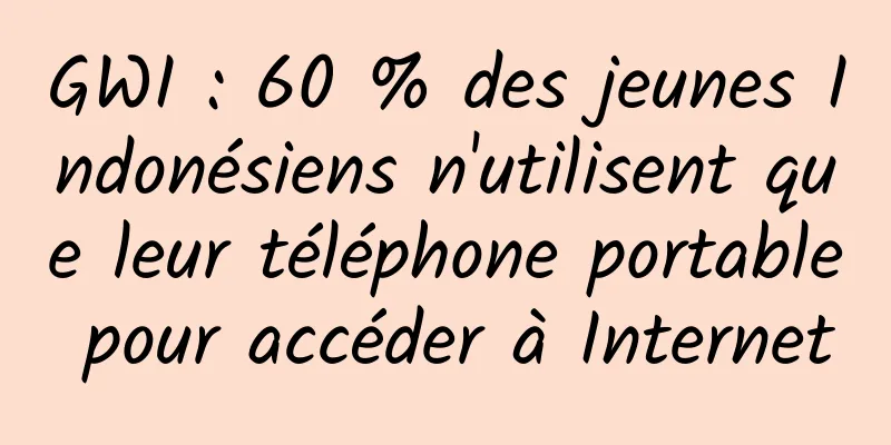 GWI : 60 % des jeunes Indonésiens n'utilisent que leur téléphone portable pour accéder à Internet