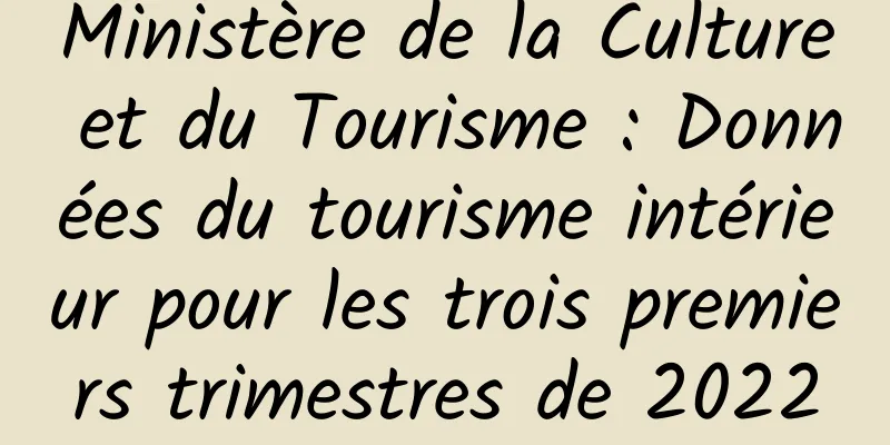Ministère de la Culture et du Tourisme : Données du tourisme intérieur pour les trois premiers trimestres de 2022