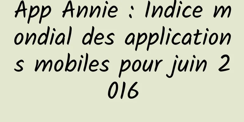 App Annie : Indice mondial des applications mobiles pour juin 2016