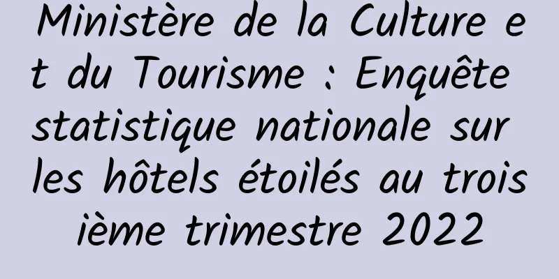 Ministère de la Culture et du Tourisme : Enquête statistique nationale sur les hôtels étoilés au troisième trimestre 2022