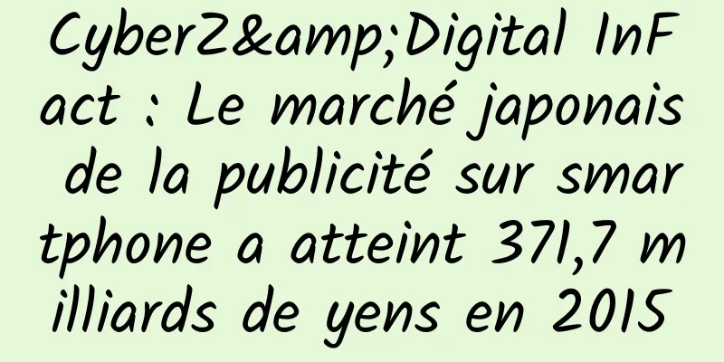 CyberZ&Digital InFact : Le marché japonais de la publicité sur smartphone a atteint 371,7 milliards de yens en 2015