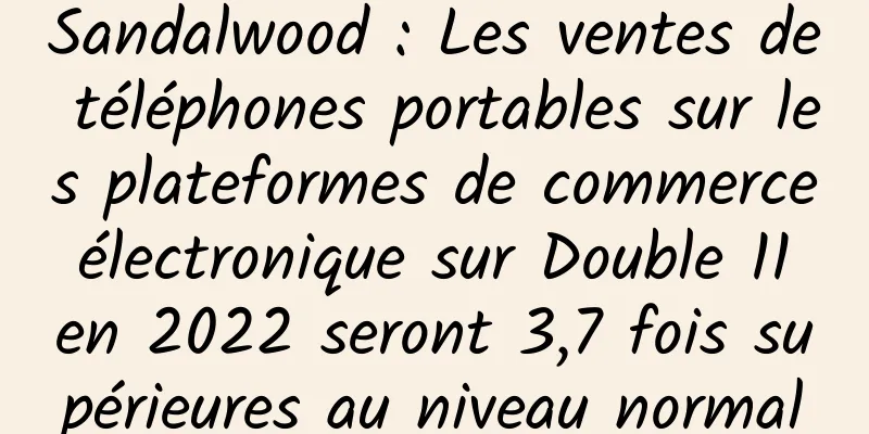 Sandalwood : Les ventes de téléphones portables sur les plateformes de commerce électronique sur Double 11 en 2022 seront 3,7 fois supérieures au niveau normal