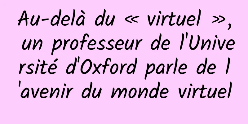 Au-delà du « virtuel », un professeur de l'Université d'Oxford parle de l'avenir du monde virtuel