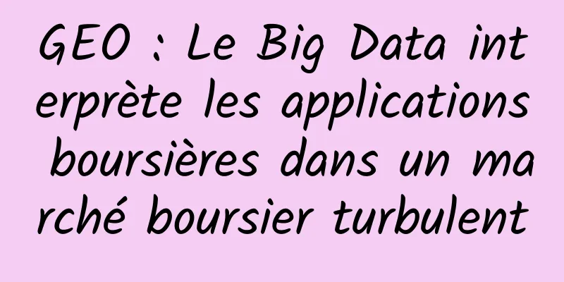 GEO : Le Big Data interprète les applications boursières dans un marché boursier turbulent