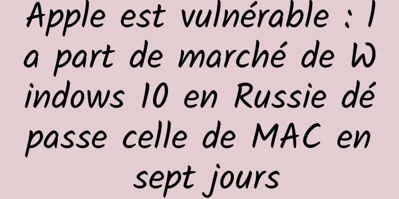 Apple est vulnérable : la part de marché de Windows 10 en Russie dépasse celle de MAC en sept jours