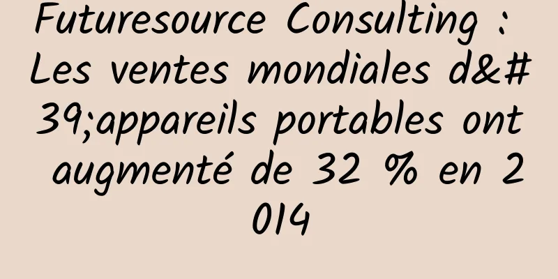 Futuresource Consulting : Les ventes mondiales d'appareils portables ont augmenté de 32 % en 2014
