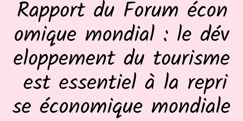 Rapport du Forum économique mondial : le développement du tourisme est essentiel à la reprise économique mondiale