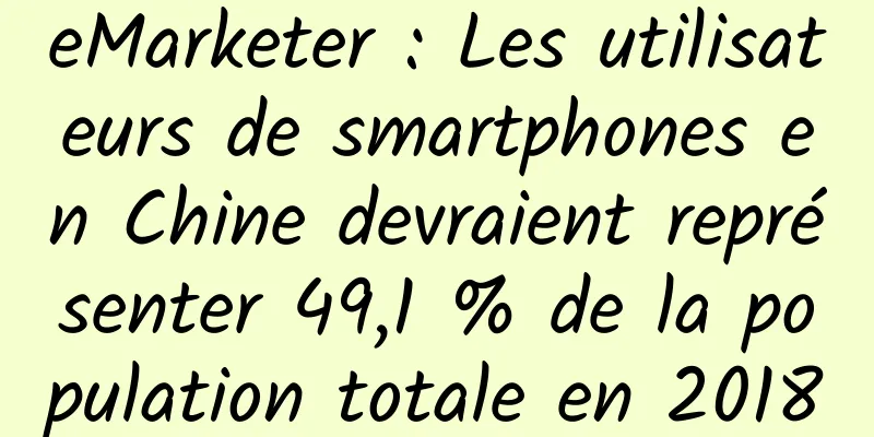 eMarketer : Les utilisateurs de smartphones en Chine devraient représenter 49,1 % de la population totale en 2018