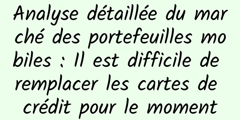Analyse détaillée du marché des portefeuilles mobiles : Il est difficile de remplacer les cartes de crédit pour le moment
