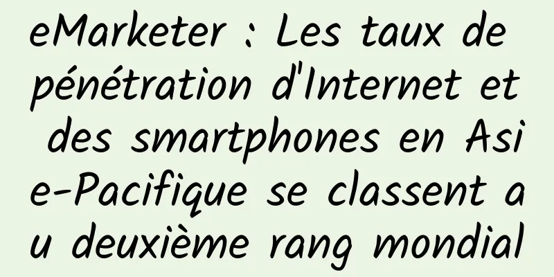 eMarketer : Les taux de pénétration d'Internet et des smartphones en Asie-Pacifique se classent au deuxième rang mondial