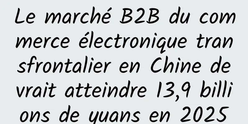 Le marché B2B du commerce électronique transfrontalier en Chine devrait atteindre 13,9 billions de yuans en 2025