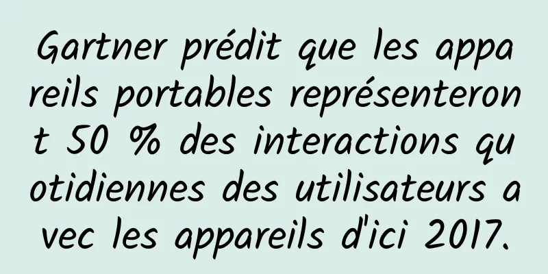 Gartner prédit que les appareils portables représenteront 50 % des interactions quotidiennes des utilisateurs avec les appareils d'ici 2017.