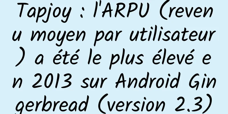 Tapjoy : l'ARPU (revenu moyen par utilisateur) a été le plus élevé en 2013 sur Android Gingerbread (version 2.3)