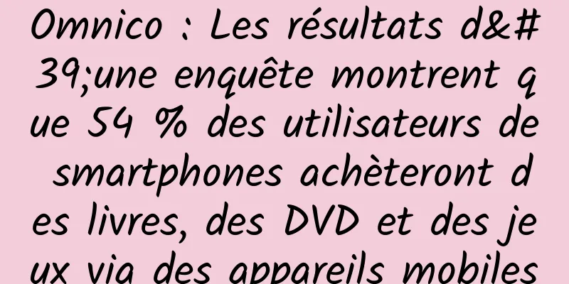 Omnico : Les résultats d'une enquête montrent que 54 % des utilisateurs de smartphones achèteront des livres, des DVD et des jeux via des appareils mobiles